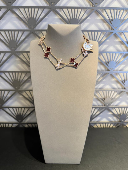 [Camiery]CLOVER 20 MOTIFS LASER CARNELIAN NECKLACE