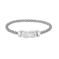 [Camiery]CHANCE LARGE 8 FIGURE BUCKLE HALF DIAMOND BRACELET SILVER