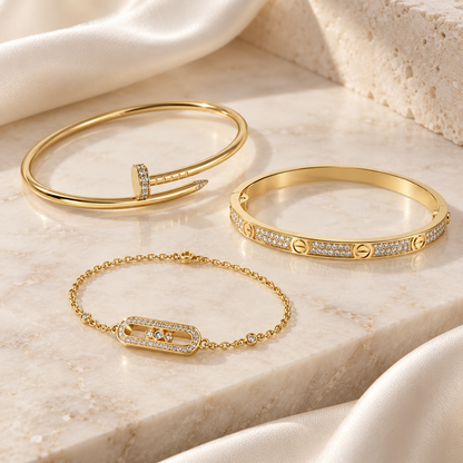 [Camiery] LOVE & JUSTE Baby Move Diamond Bracelet Stack Set