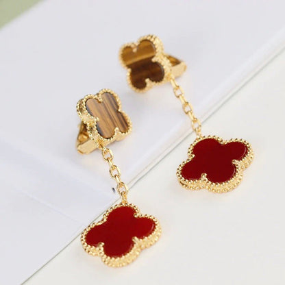 [Camiery]CLOVER  2 MOTIF  TIGER EYE CARNELIAN EARRINGS