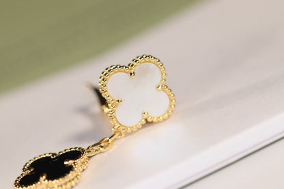 [Camiery]CLOVER EARRINGS GOLD ONYX MOP 3 MOTIF