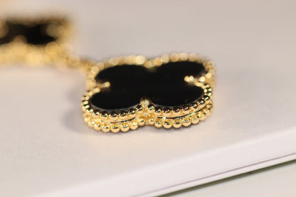 [Camiery]CLOVER EARRINGS GOLD ONYX MOP 3 MOTIF
