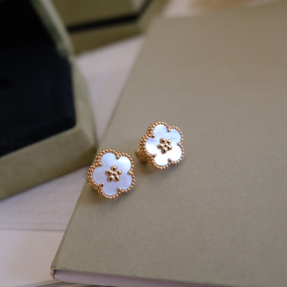 [Camiery]LUCKY PINK GOLD WHITE MOP EARRINGS