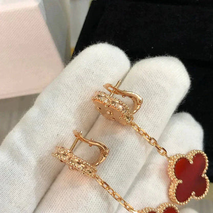 [Camiery]CLOVER 2 MOTIF  LASER CARNELIAN EARRINGS
