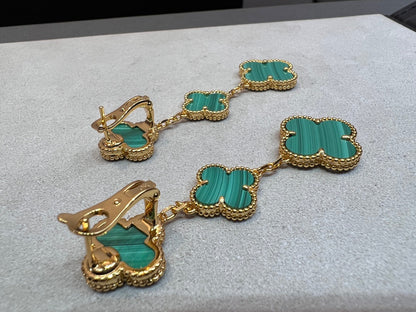 [Camiery]CLOVER MALACHITE 3 MOTIFS GOLD
