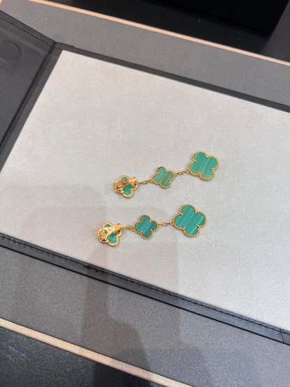 [Camiery]CLOVER MALACHITE 3 MOTIFS GOLD