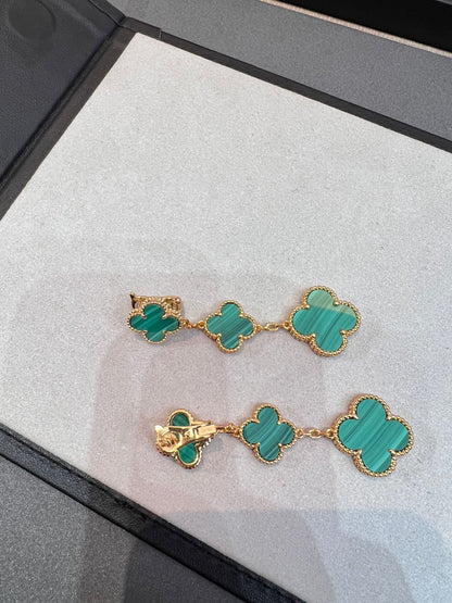 [Camiery]CLOVER MALACHITE 3 MOTIFS GOLD