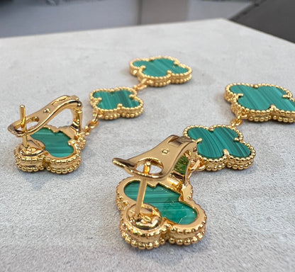 [Camiery]CLOVER MALACHITE 3 MOTIFS GOLD