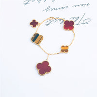 [Camiery]CLOVER BRACELET 5 MOTIFS CARNELIAN TIGER EYE