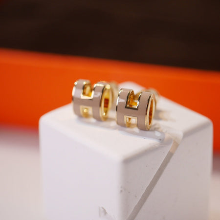 [Camiery]MINI POP H GOLD EARRINGS GREY