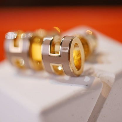 [Camiery]MINI POP H GOLD EARRINGS GREY