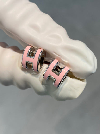 [Camiery]MINI POP H SILVER EARRINGS PINK
