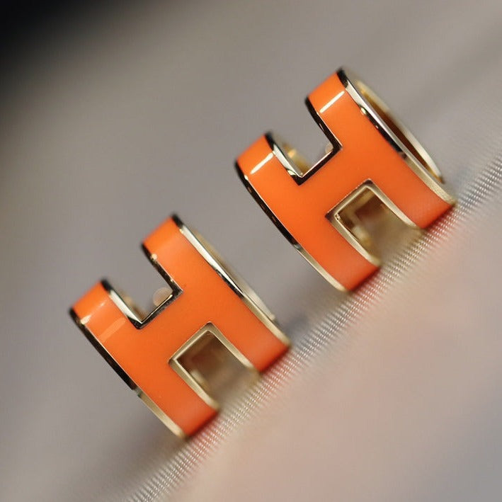[Camiery]MINI POP H EARRINGS ORANGE