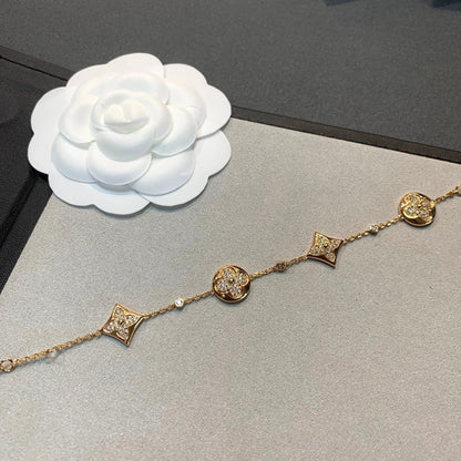 [Camiery]STAR AND SUN 4 MOTIFS GOLD DIAMONDS BRACELET