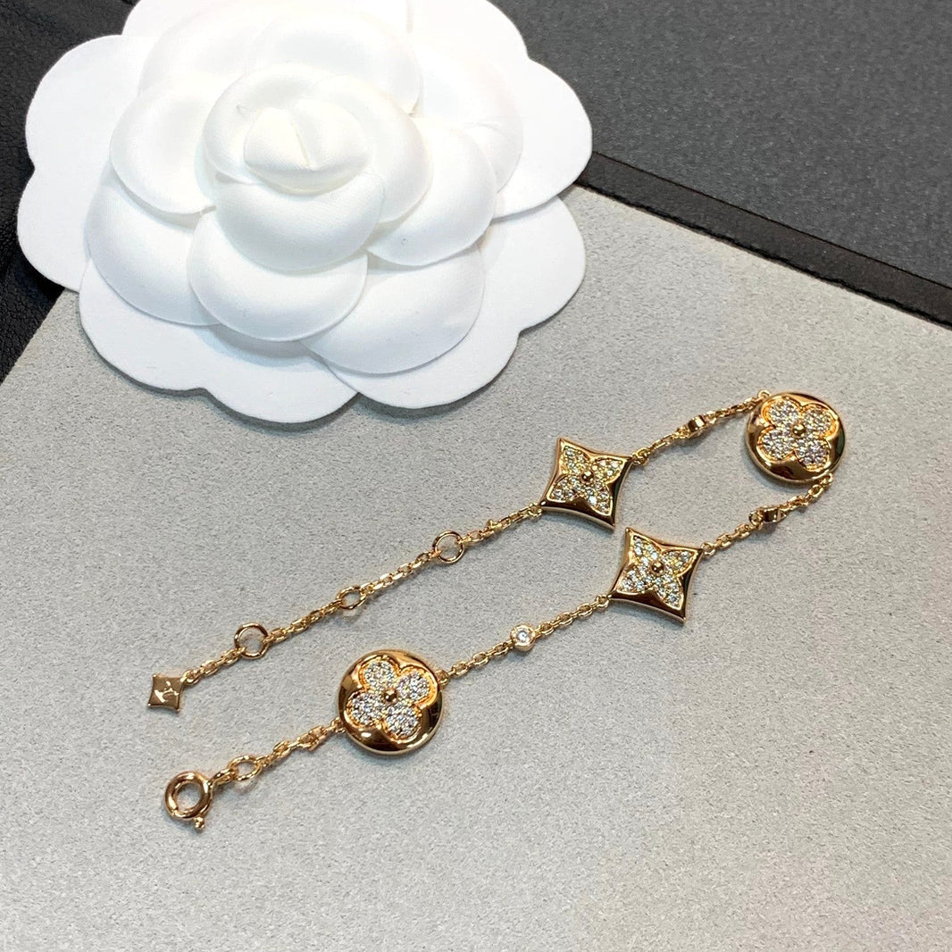 [Camiery]STAR AND SUN 4 MOTIFS GOLD DIAMONDS BRACELET