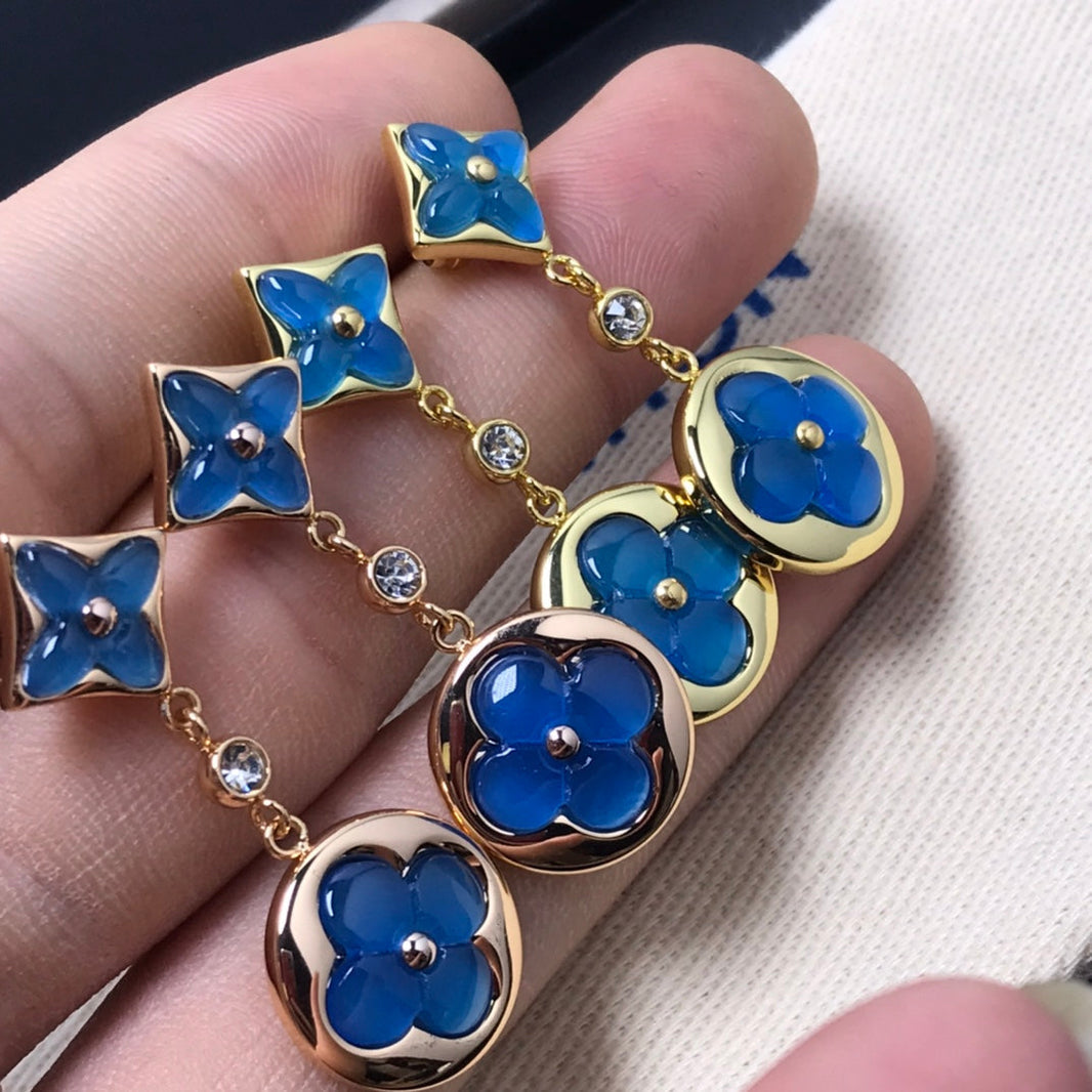 [Camiery]STAR AND SUN AGATE DIAMOND EARRINGS