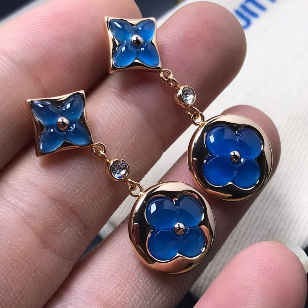 [Camiery]STAR AND SUN AGATE DIAMOND EARRINGS