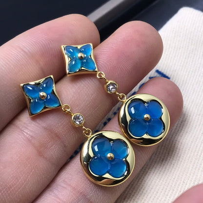 [Camiery]STAR AND SUN AGATE DIAMOND EARRINGS