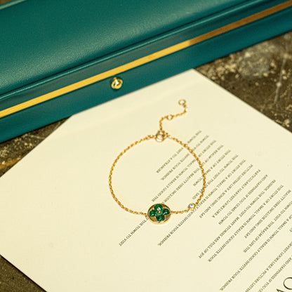 [Camiery]SUN MALACHITE 1 DIAMOND PINK GOLD BRACELET