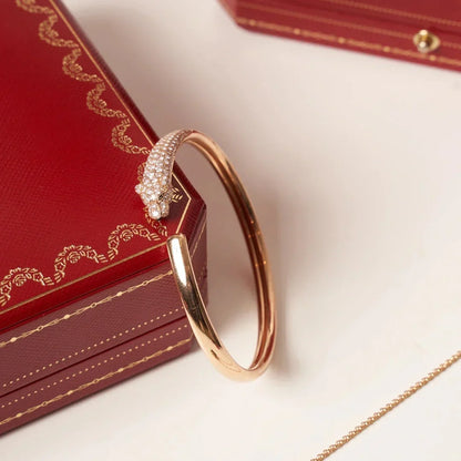 [Camiery] PANTHERE HALF DIAMOND OPEN BRACELET