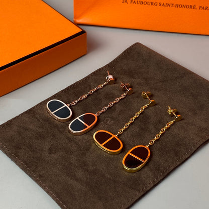 [Camiery]CHAINE VERSO BLACK CERAMIC EARRINGS