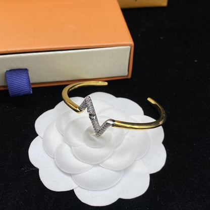 [Camiery]VOLTE UPSITE DOWN DIAMOND GOLD OPEN BRACELET