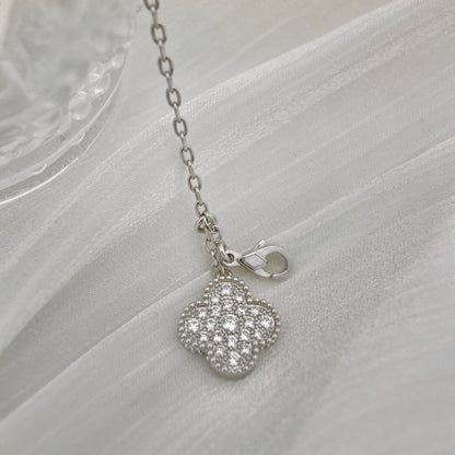 [Camiery]CLOVER 5 MOTIFS SILVER DIAMONDS NECKLACE