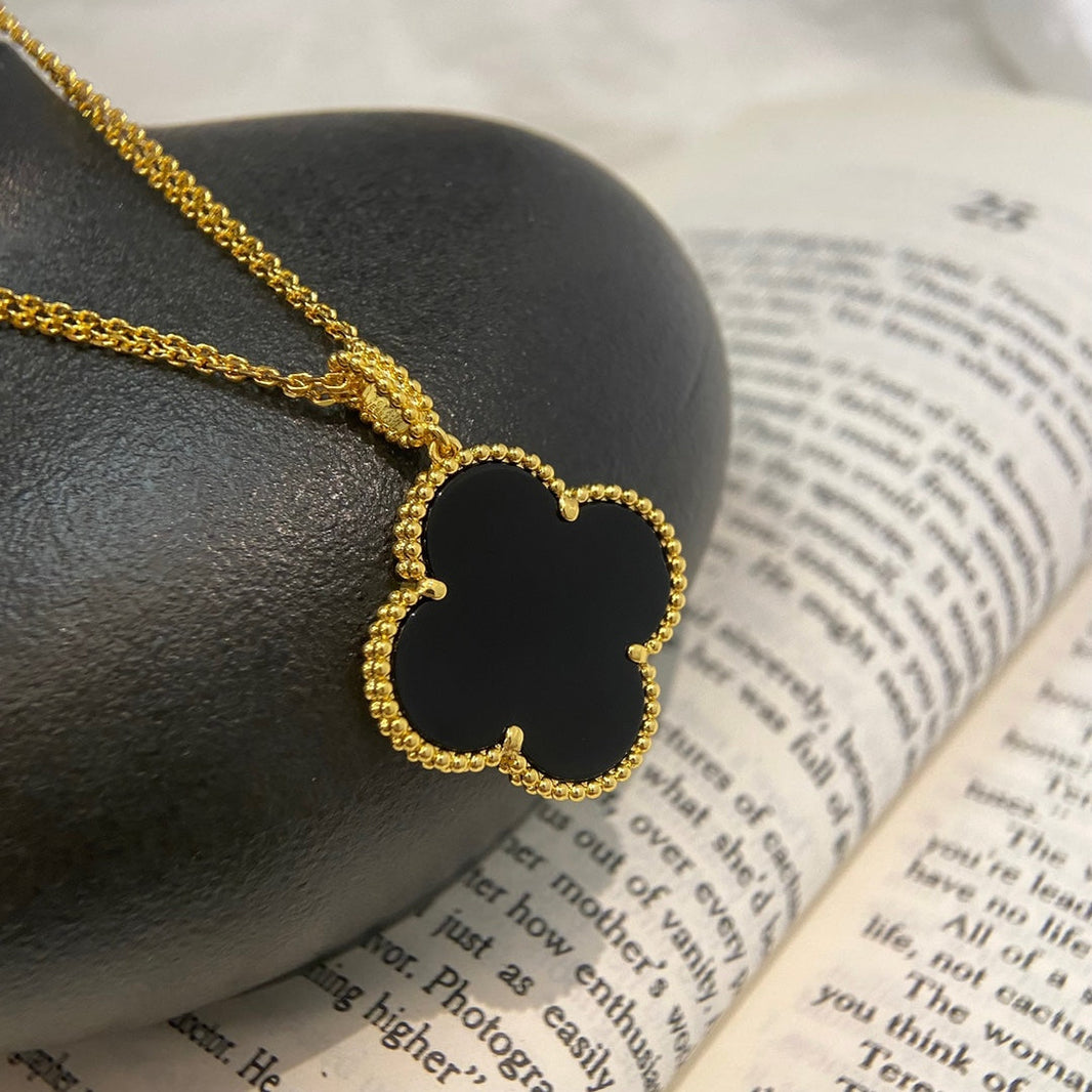 [Camiery]CLOVER 25MM NECKLACE GOLD ONYX