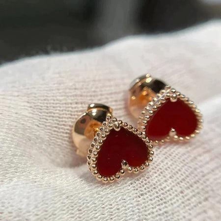 [Camiery]HEART CARNELIAN STUD EARRINGS