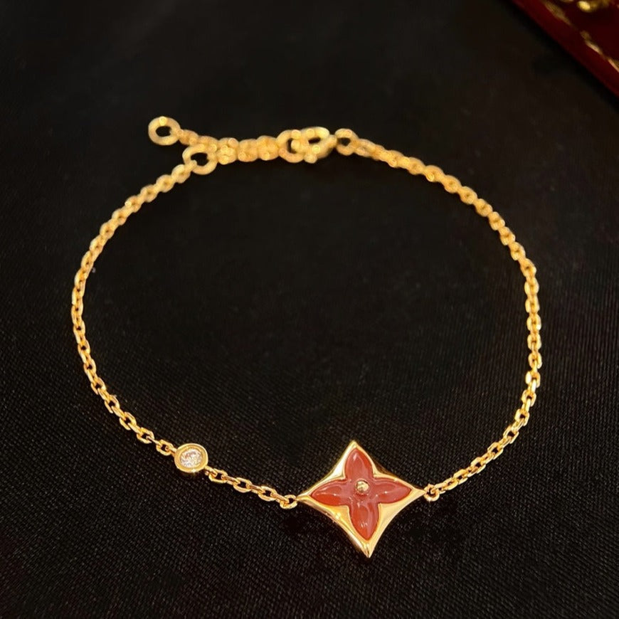 [Camiery]COLOR STAR CARNELIAN PINK GOLD DIAMOND BRACELET