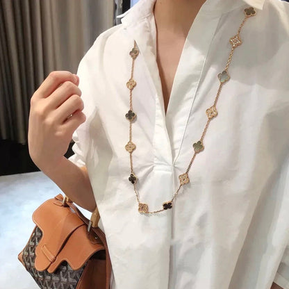 [Camiery]CLOVER 20 MOTIFS DARK MOP DIAMOND  NECKLACE