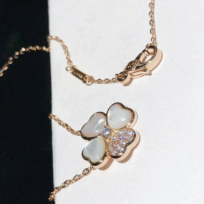 [Camiery]CLOVER MOP DIAMOND ROSE GOLD NECKLACE