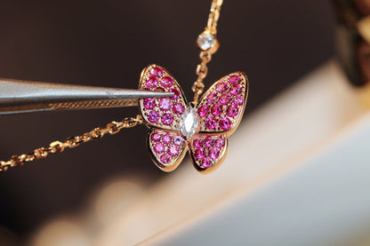 [Camiery]BUTTERFLY RED DIAMOND ROSE GOLD NECKLACE