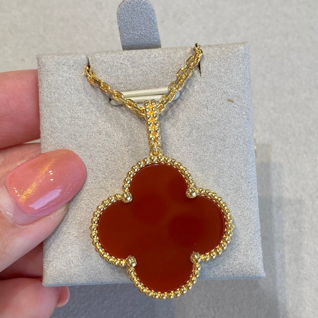 [Camiery]CLOVER 25MM NECKLACE GOLD CARNELIAN