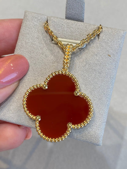 [Camiery]CLOVER 25MM NECKLACE GOLD CARNELIAN