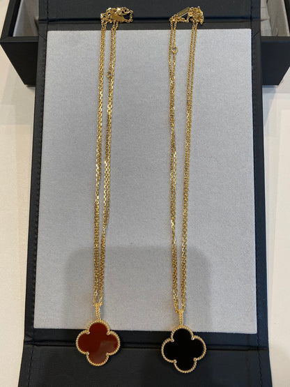 [Camiery]CLOVER 25MM NECKLACE GOLD CARNELIAN