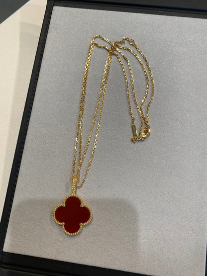 [Camiery]CLOVER 25MM NECKLACE GOLD CARNELIAN