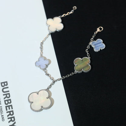 [Camiery]CLOVER BRACELET 5 MOTIFS MOP CHALCEDONY SILVER