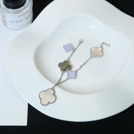 [Camiery]CLOVER BRACELET 5 MOTIFS MOP CHALCEDONY SILVER
