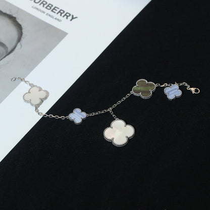 [Camiery]CLOVER BRACELET 5 MOTIFS MOP CHALCEDONY SILVER