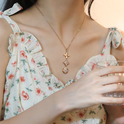 [Camiery]STAR AND SUN DIAMOND PINK GOLD NECKLACE