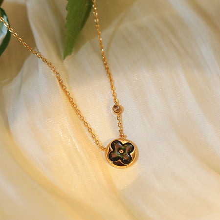 [Camiery]SUN PEDANT PINK GOLD 1 DIAMOND NECKLACE