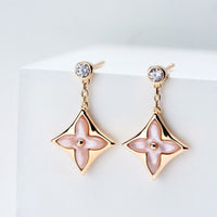 [Camiery]DOUBLE STAR PINK GOLD MOP DROP EARRINGS