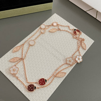 [Camiery]LUCKY SPRING 15 MOTIFS ROSE GOLD NECKLACE