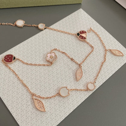 [Camiery]LUCKY SPRING 15 MOTIFS ROSE GOLD NECKLACE