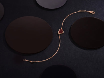 [Camiery]HEART CARNELIAN PINK GOLD BRACELET
