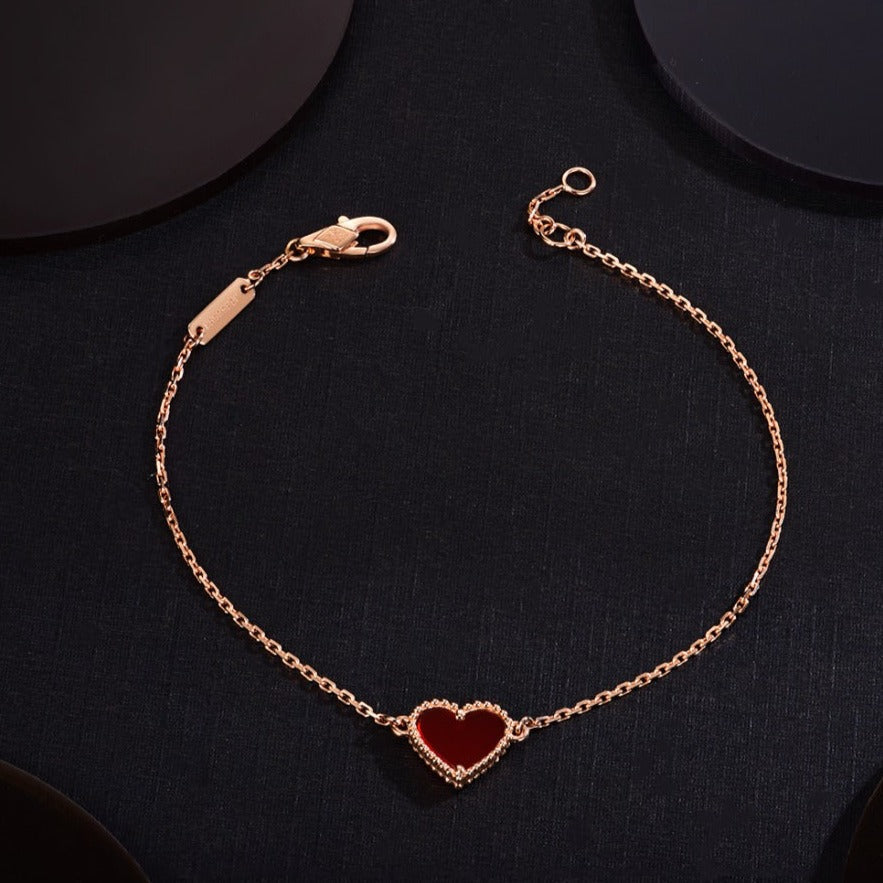 [Camiery]HEART CARNELIAN PINK GOLD BRACELET