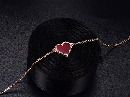 [Camiery]HEART CARNELIAN PINK GOLD BRACELET