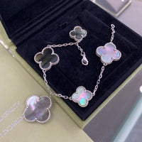 [Camiery]CLOVER 5 MOTIFS SIVLER DARK MOP BRACELET