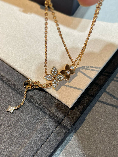 [Camiery]STAR BLOSSOM NECKLACE PINK GOLD DIAMONDS